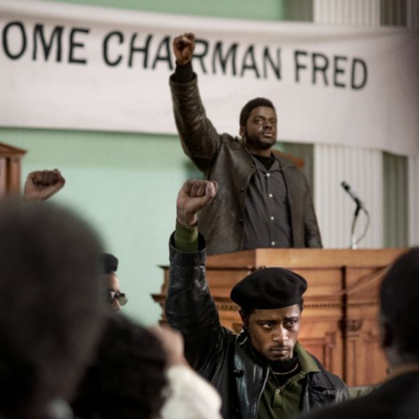 A scene from Fred Hampton's biopic, Judas and the Black Messiah starring Daniel Kaluuya and Lakeith Stanfield