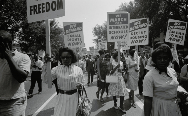 Women peacefully protesting at the March on Washington 1963