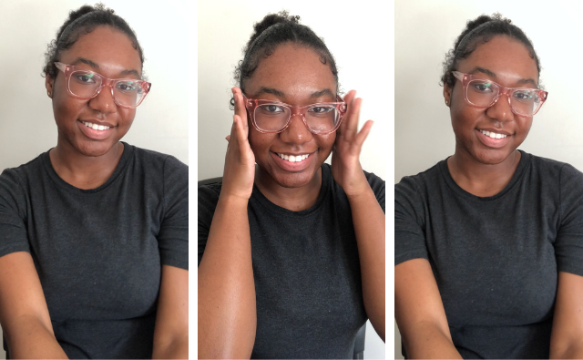 Kaylann wearing Warby Parker Silvan glasses