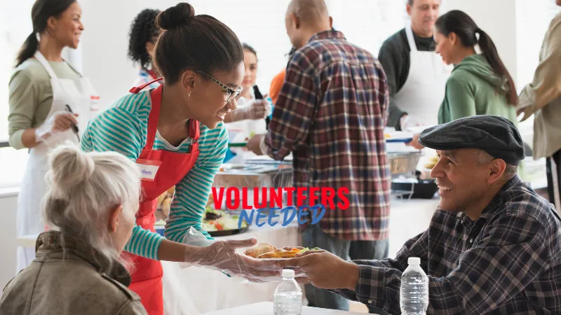 young girl volunteering to the elderly